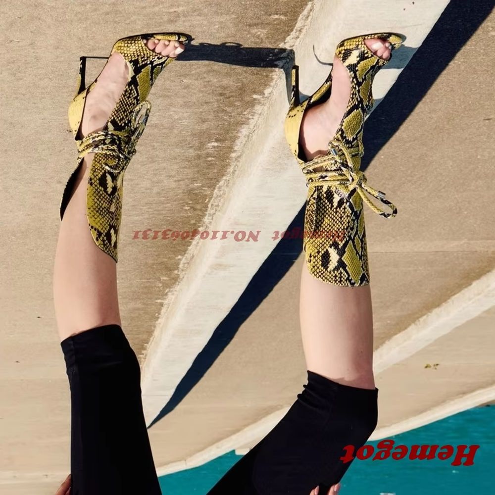 Yellow Snake Print Gladiator S - огляд і ціна Women'S Shoes Yellow