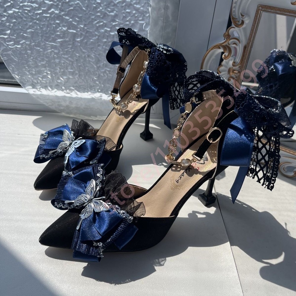 2026 New Satin Pointed Toe Hee - огляд і ціна Women'S Shoes Navy Blue