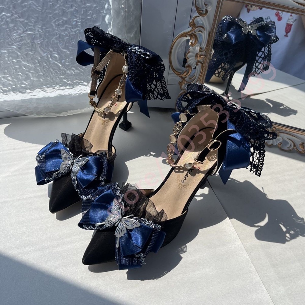2026 New Satin Pointed Toe Hee - огляд і ціна Women'S Shoes Navy Blue