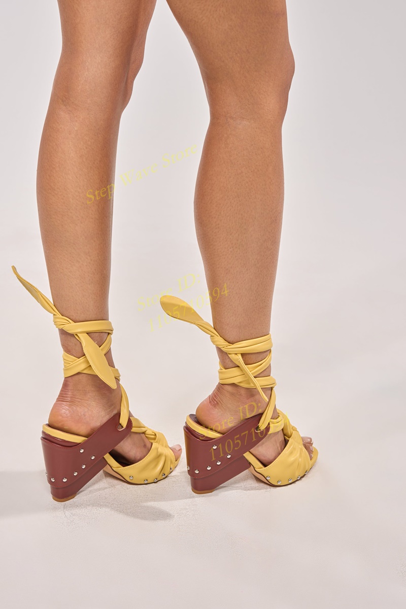Yellow Faux Leather Lace-up St - огляд і ціна Women'S Shoes Yellow