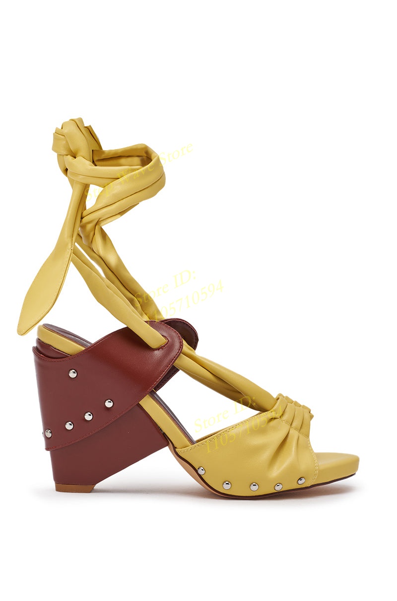 Yellow Faux Leather Lace-up St - огляд і ціна Women'S Shoes Yellow