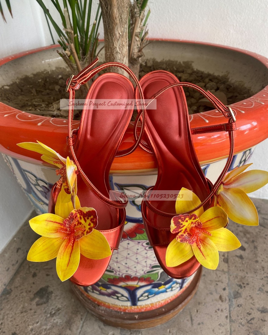Metalic Matte Slingback Flower - огляд і ціна Women'S Shoes Yellow