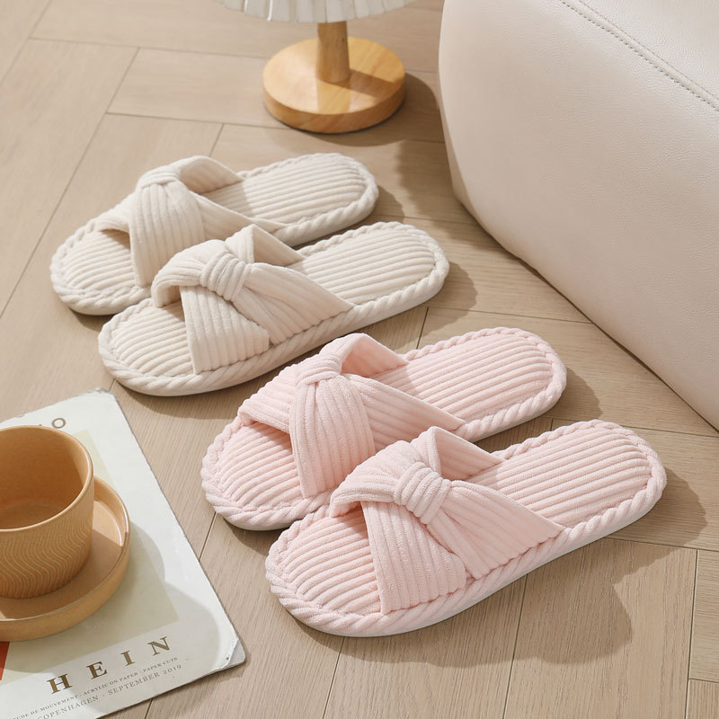 Corduroy Cross Strap Home Slip - огляд і ціна Women Shoes On Sale