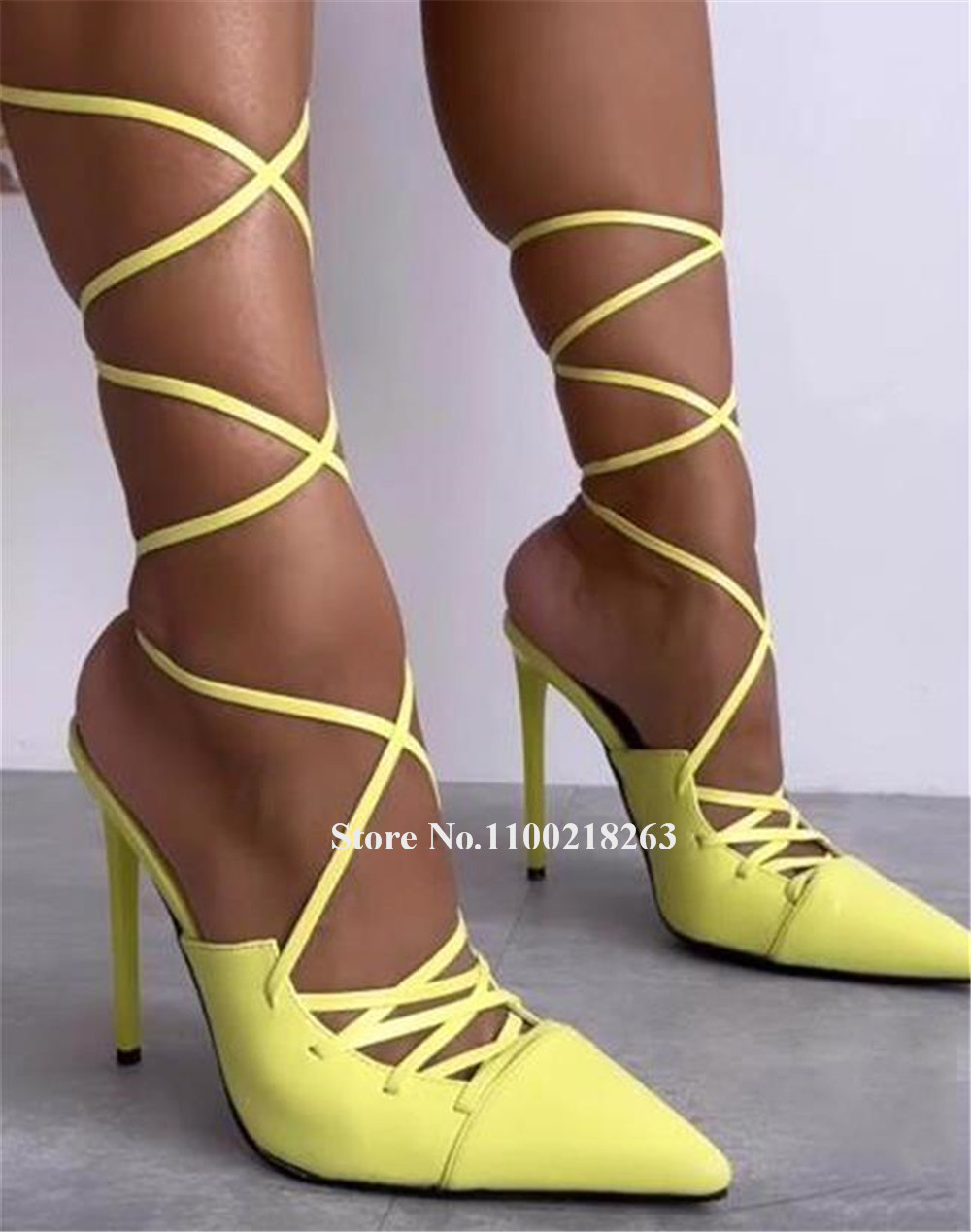 Lace-up Thin Heel Sandals Newe - огляд і ціна Women'S Shoes Yellow