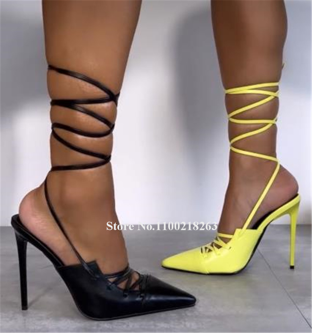 Lace-up Thin Heel Sandals Newe - огляд і ціна Women'S Shoes Yellow